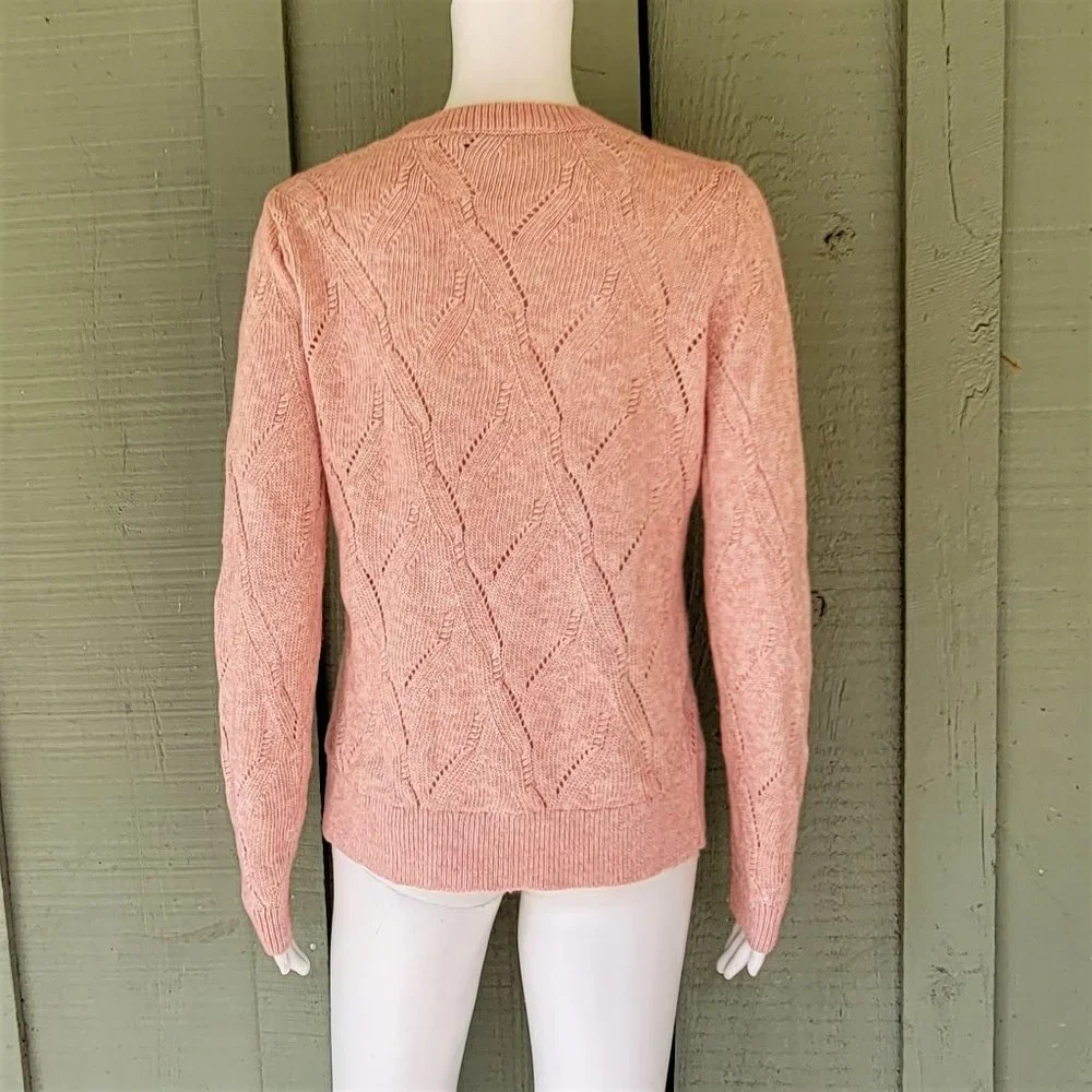 Ann Taylor LOFT Pink Knit Crew Sweater Small - Picture 3 of 4